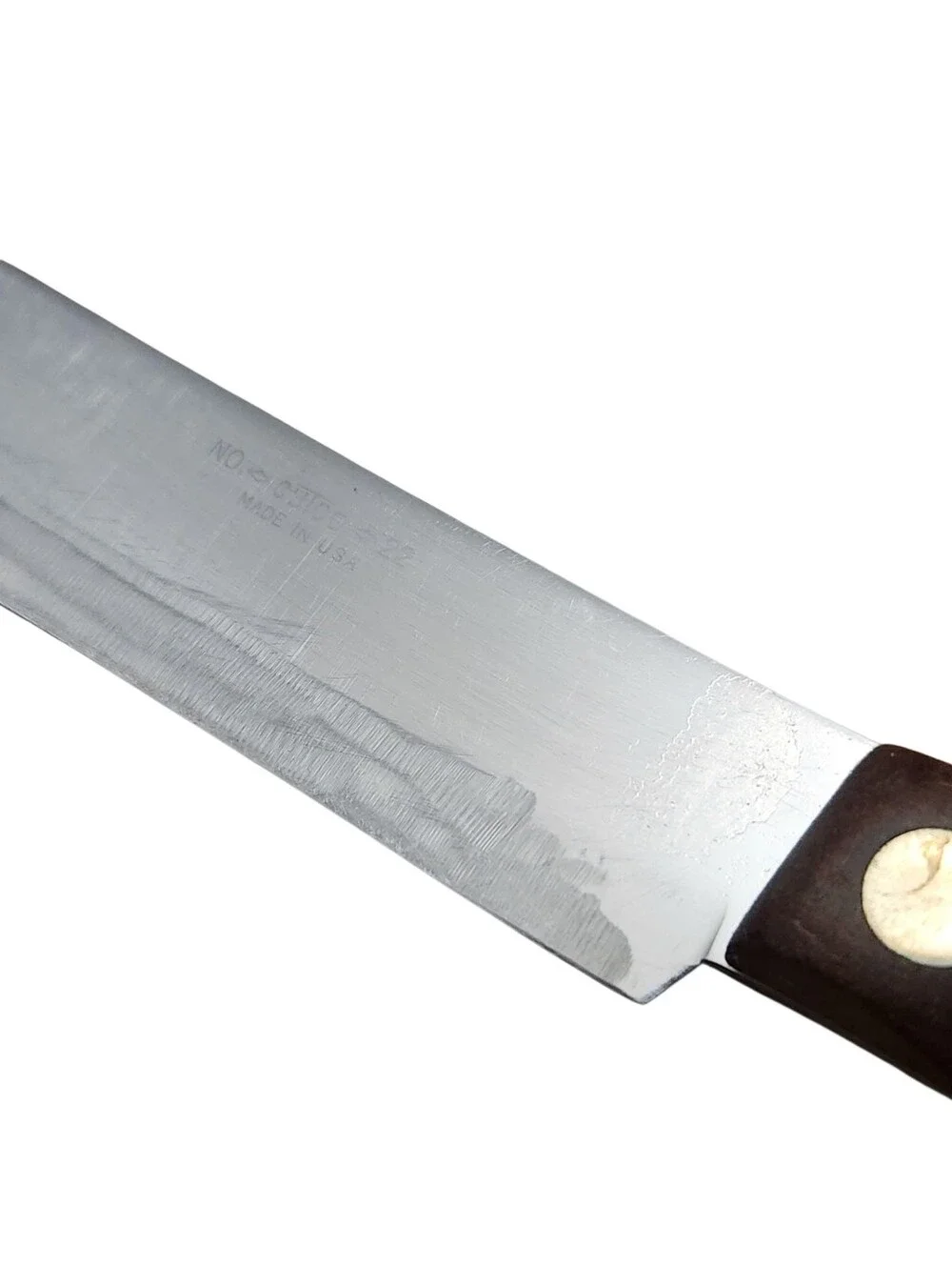 Vintage Cutco Butcher Knife No 22 Chef Brown Wood Carved Handle